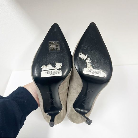 Escada Suede Patent Stiletto Point 36.5 Taupe - Picture 8 of 8